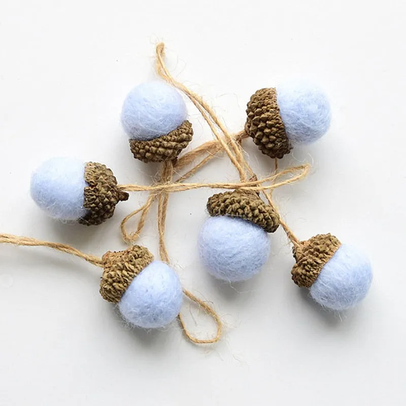 6pcs Acorn Xmas Tree Ornament Wool Felt Pine Cone