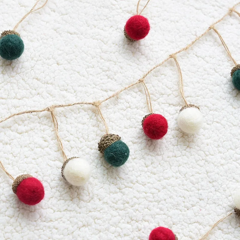 6pcs Acorn Xmas Tree Ornament Wool Felt Pine Cone