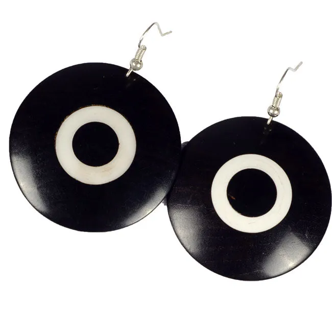 African Blackwood & Ivory Wood Disk Earrings BaobArt