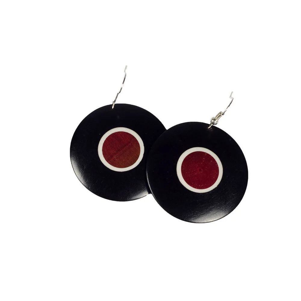 African Blackwood & Pink Ivory Wood Disk Earrings BaobArt