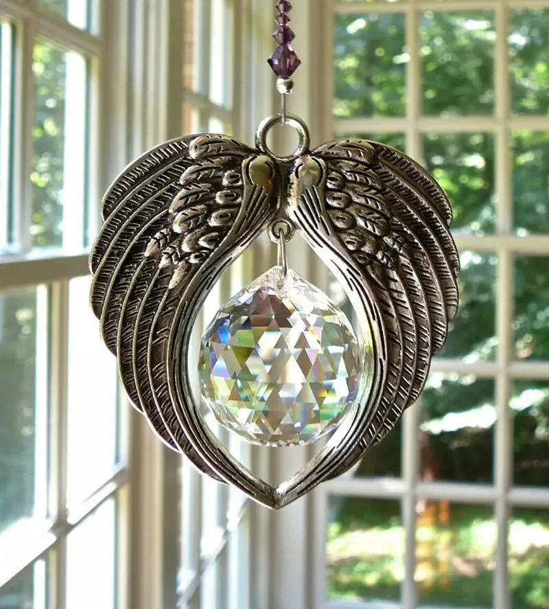 Angel Wing Sun Catcher Hanging Crystal Prism Rainbow Maker