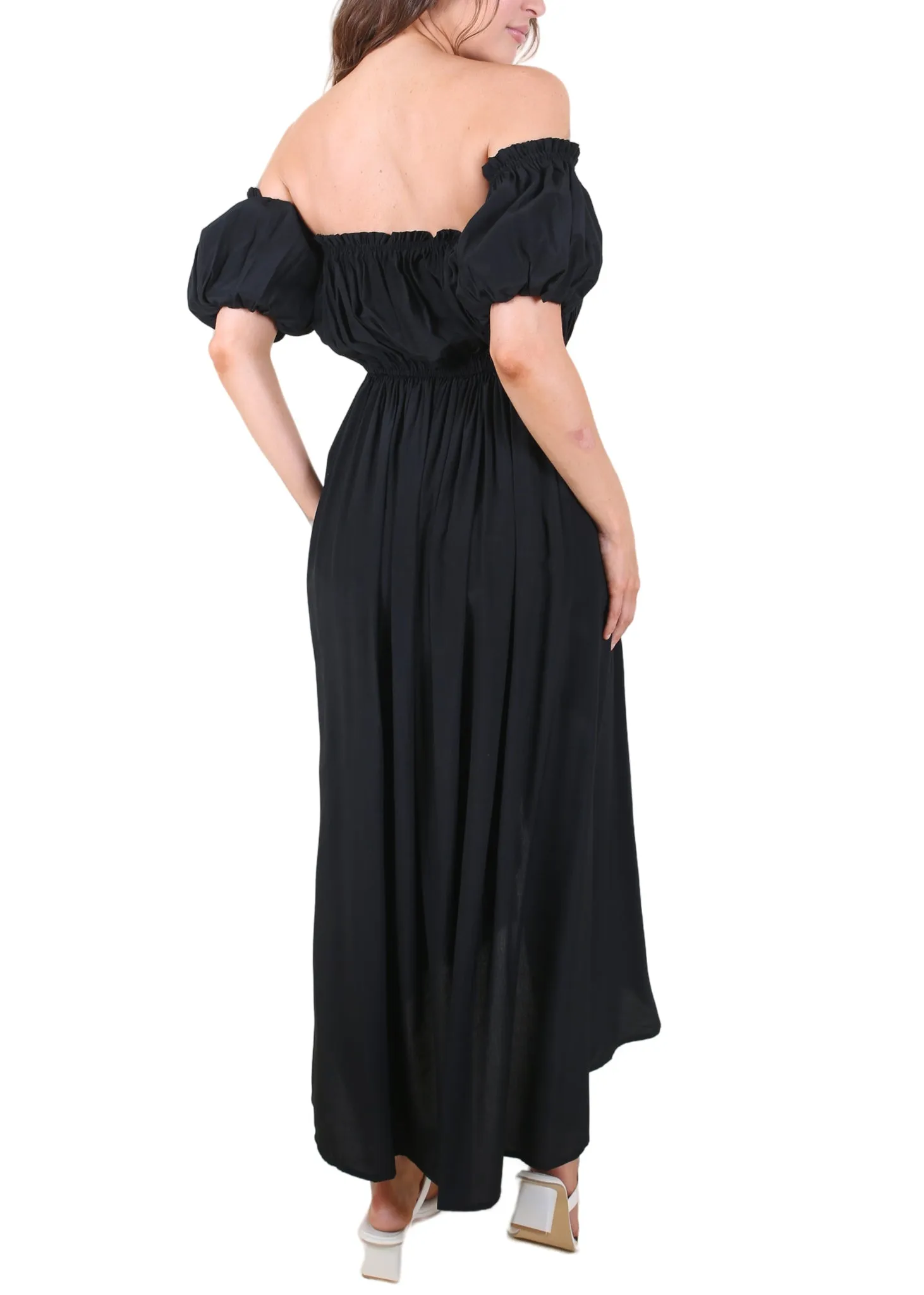 Anna-Kaci Women White Summer Fall Renaissance Dresses Casual Boho Lantern Sleeve Off Shoulder Fairy Long Dress