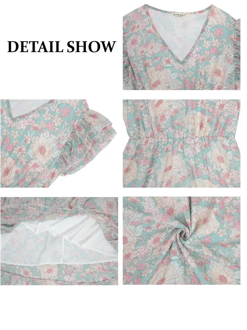 Anna-Kaci Women¡¯s Summer Casual Floral Midi Dress V-Neck Cap Sleeves Ruffle Hem Flowy Swing Dresses