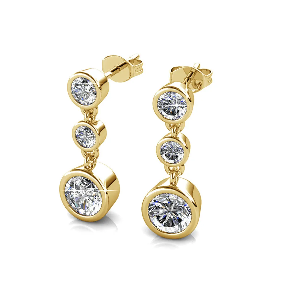 Bailey 18k White Gold Plated Crystal Drop Dangle Stud Earrings