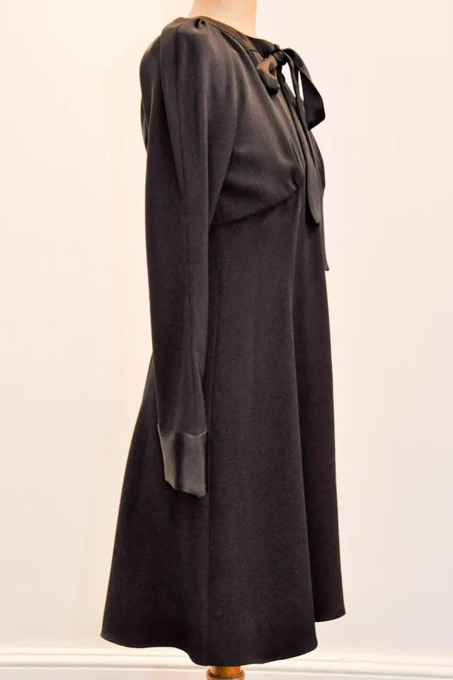 Beautiful Black Satin and Crepe Ossie style Dress