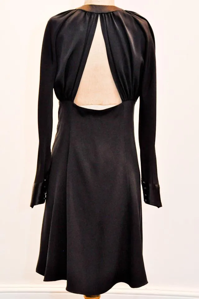 Beautiful Black Satin and Crepe Ossie style Dress