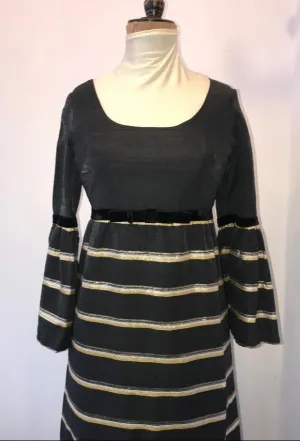 Berketex Maxi Dress Gold Stripe on Black