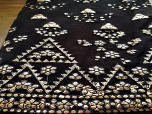 Black & Rose Gold Traditional Gotta Patti Embroidered Georgette Fabric (Wholesale)