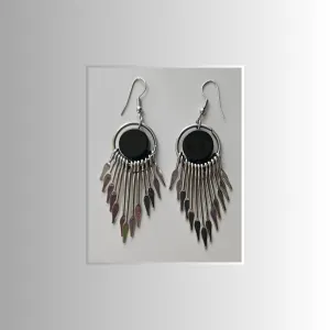 Black and Silver Drop Earrings
