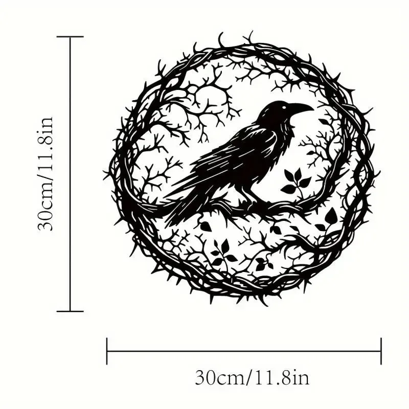Black Bird Raven Crow Metal Wall Art Garden Decor
