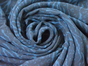 Black Blue Abstract Digital Printed Georgette Fabric