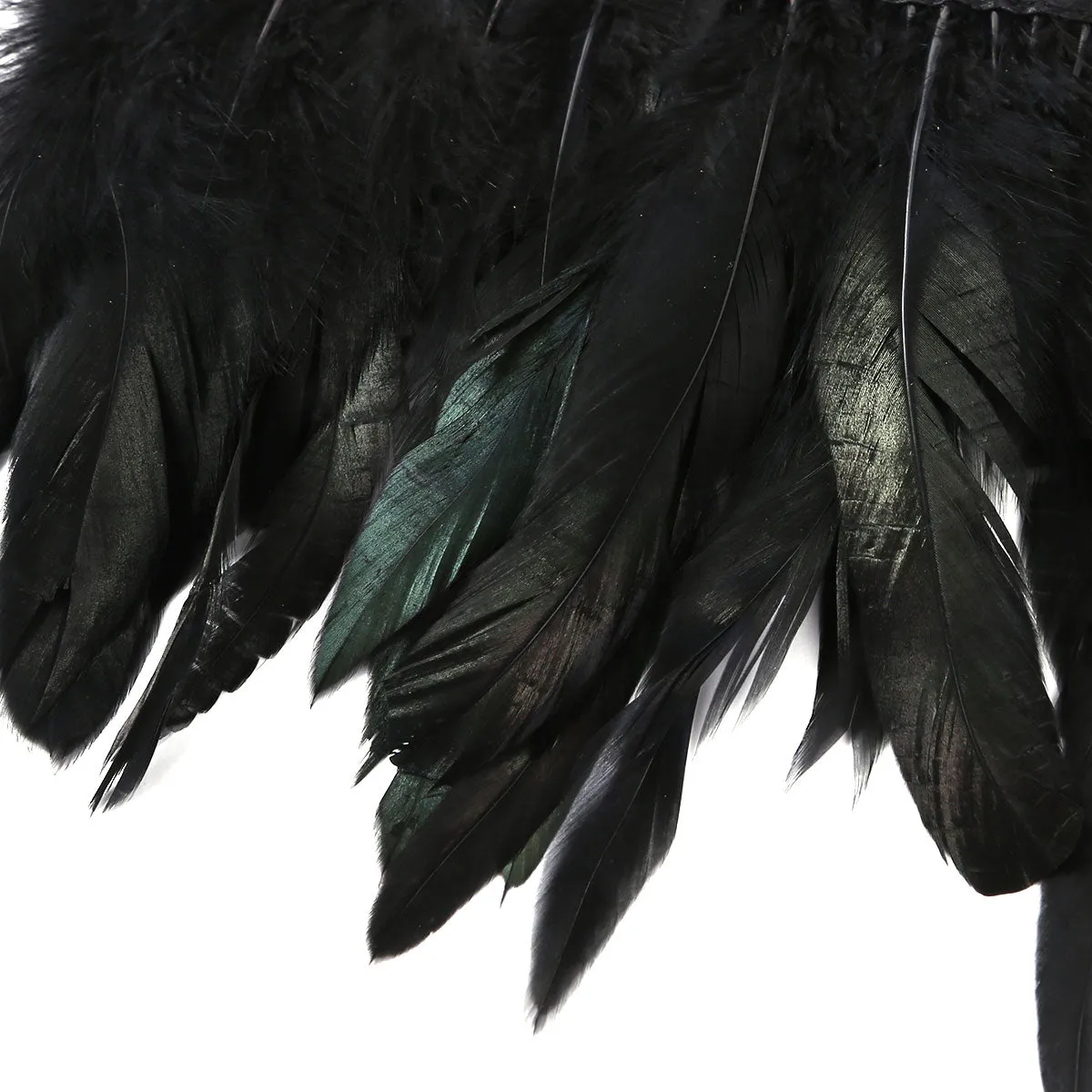 Black Natural Feather Wrist Cuffs with Ribbon Ties