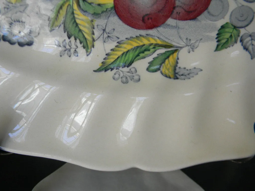 Blue Transferware English Ironstone Serving Platter Still LIfe Bowl of Fruit and Flowers Butterfly Royal Doulton