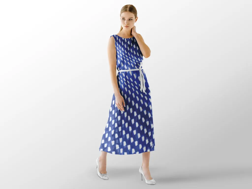 Blue White Geometric Digital Printed Georgette Fabric