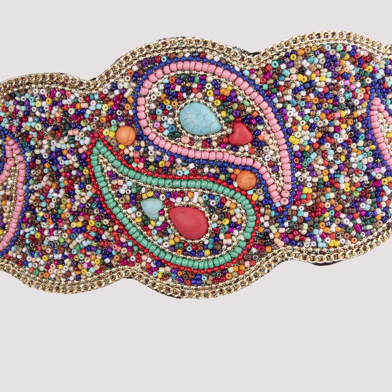 Boho Beaded Elastic Waist Wide Belt