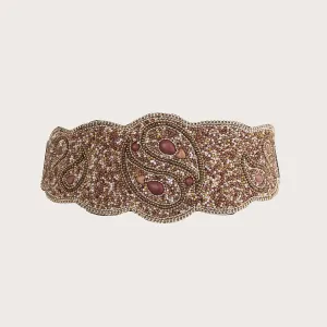 Boho Beaded Elastic Waist Wide Belt