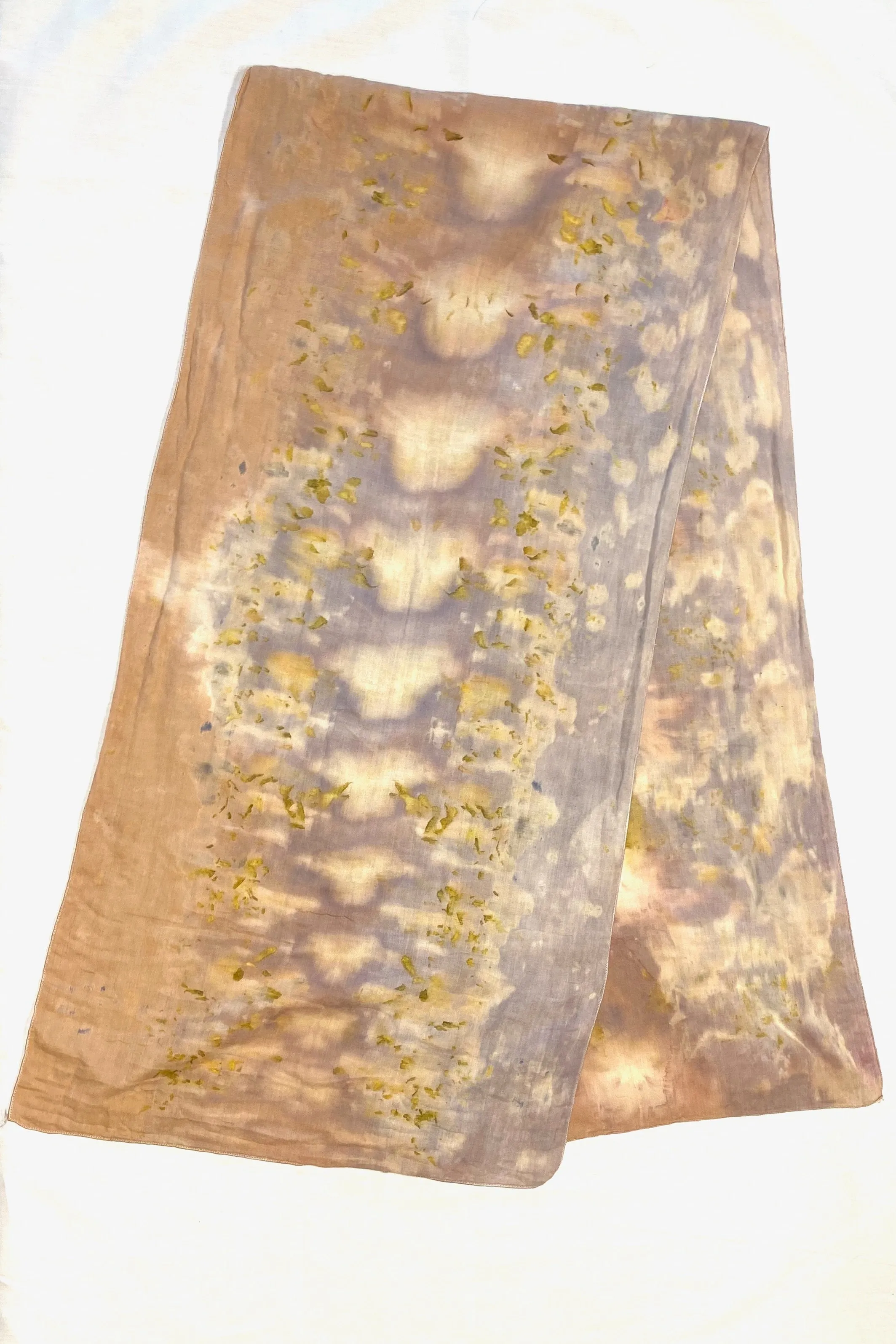 Botanically Dyed Long Cotton Double Gauze in Tan Lavender