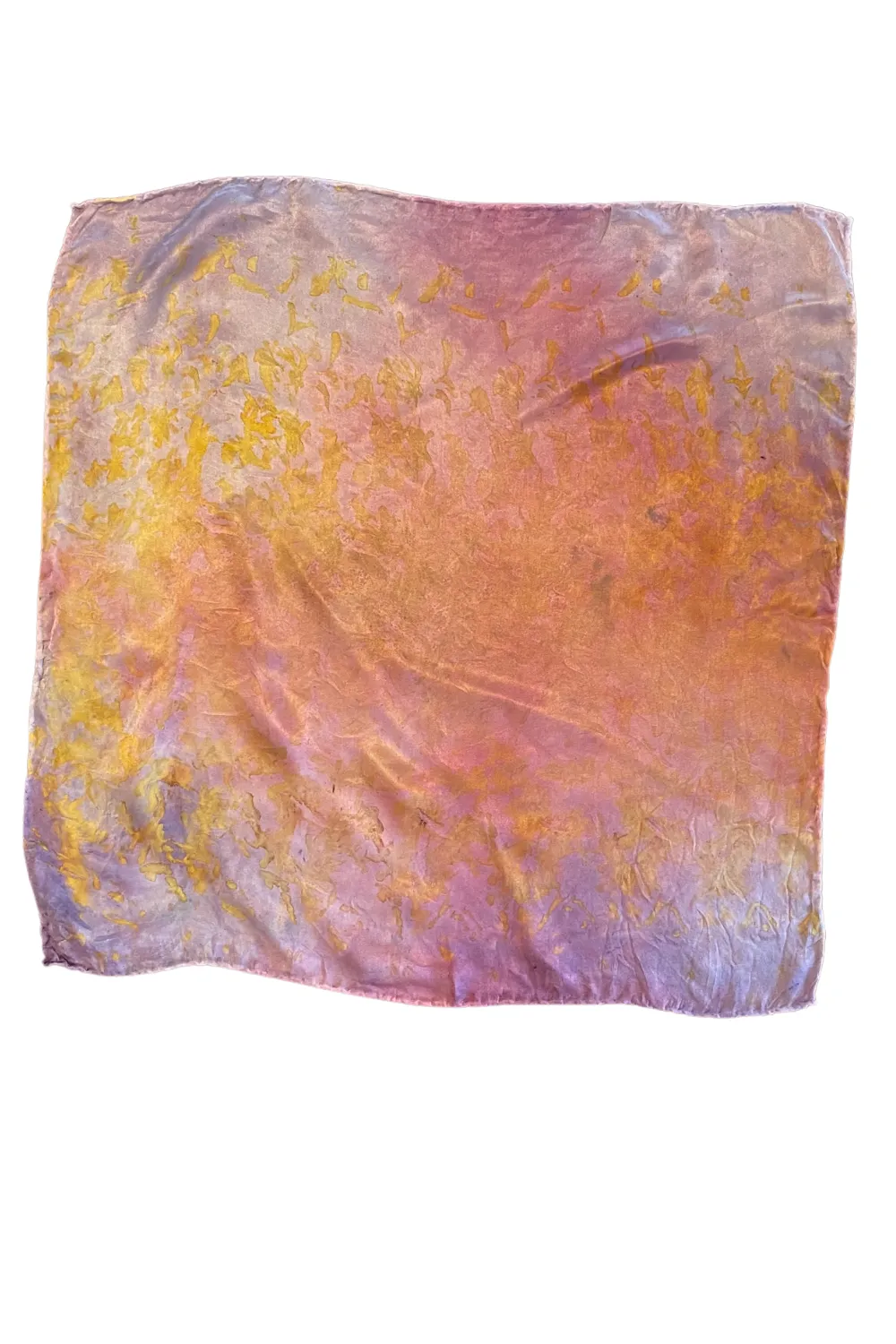 Botanically Dyed Square Silk Scarf in Pink Lavender Foliage