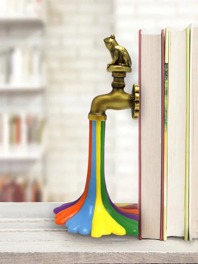 Bronzed Frog Tap Rainbow Resin Statue Garden Decor