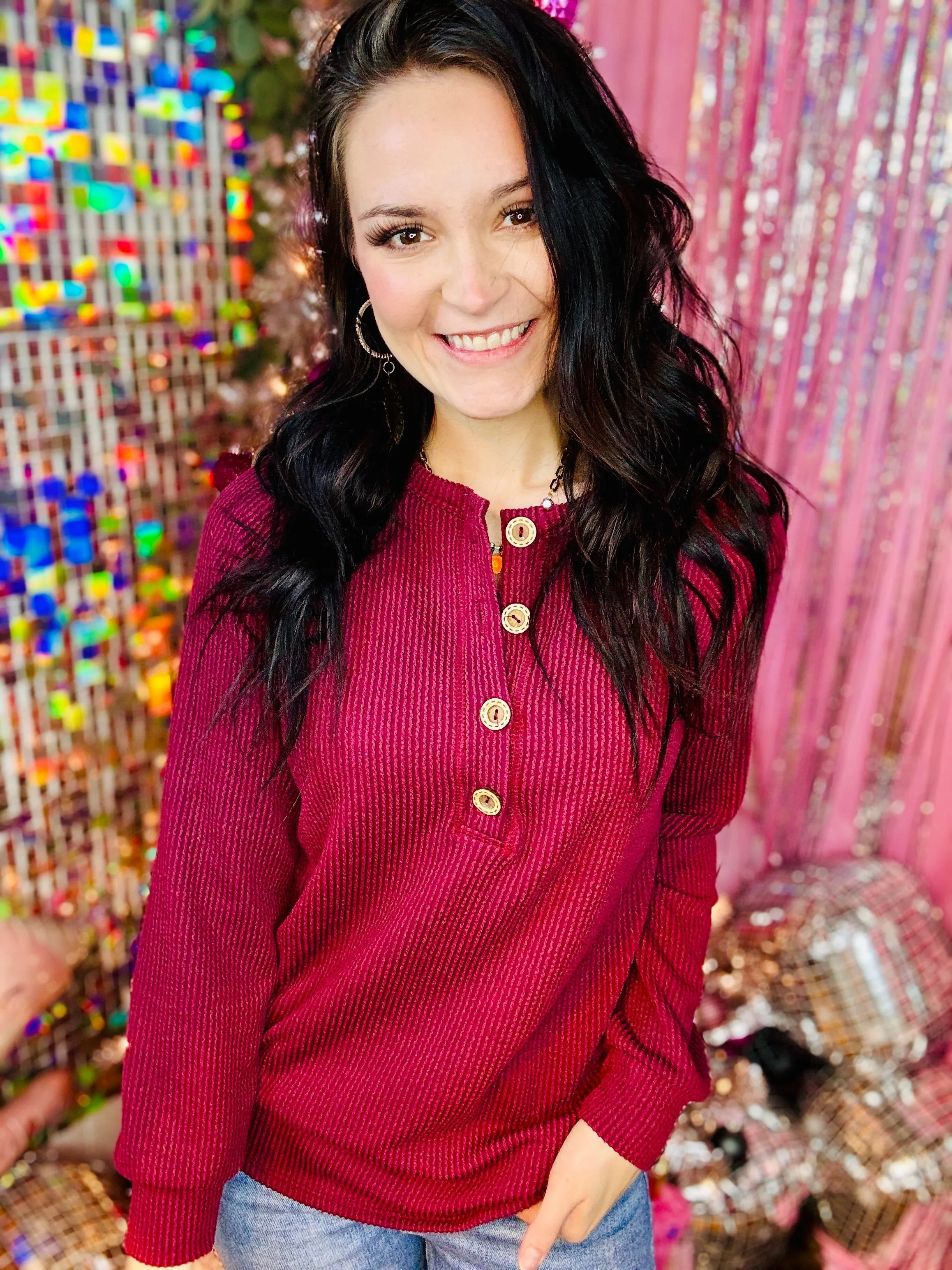 Burgundy Wine Ribbed Top