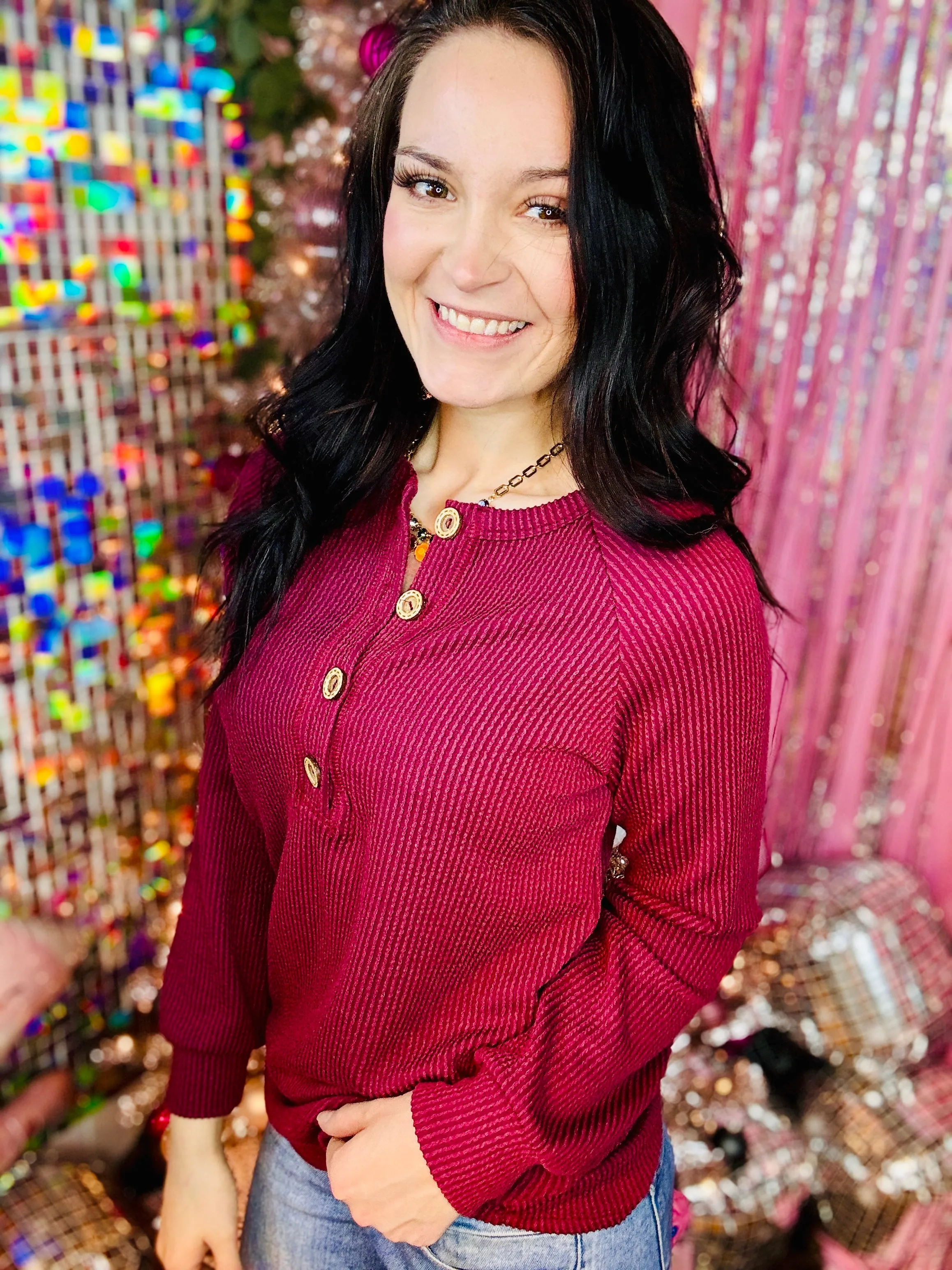 Burgundy Wine Ribbed Top