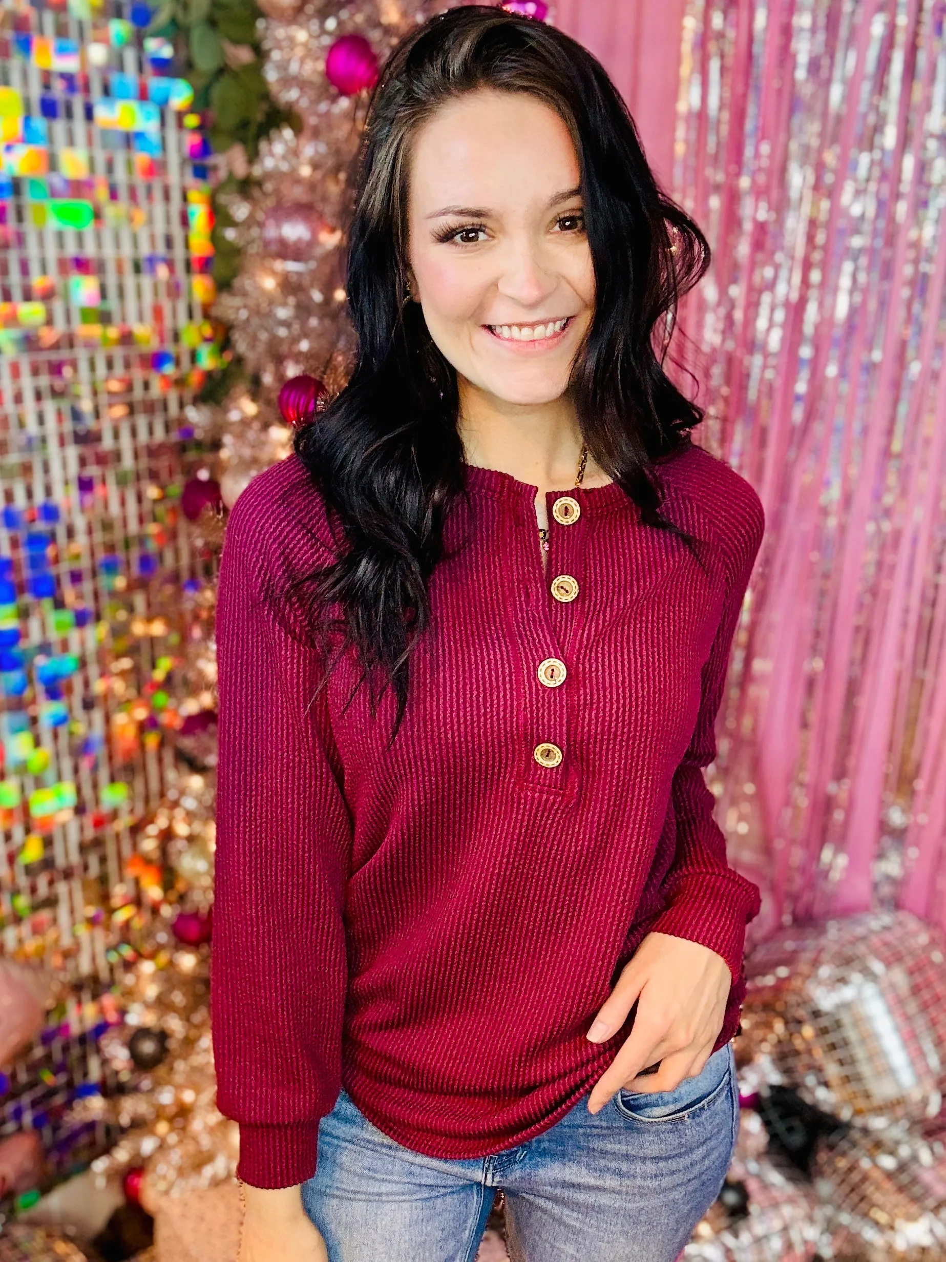Burgundy Wine Ribbed Top