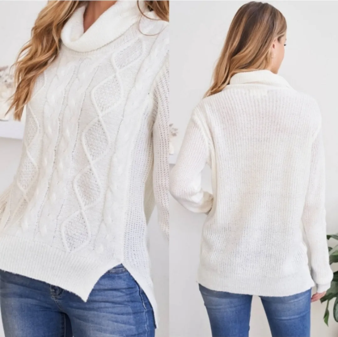 Cable Knit Turtleneck Sweater