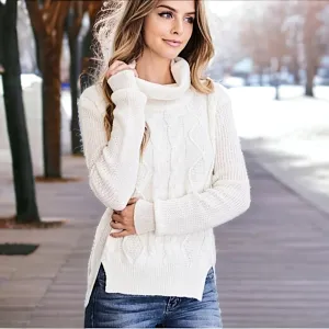 Cable Knit Turtleneck Sweater