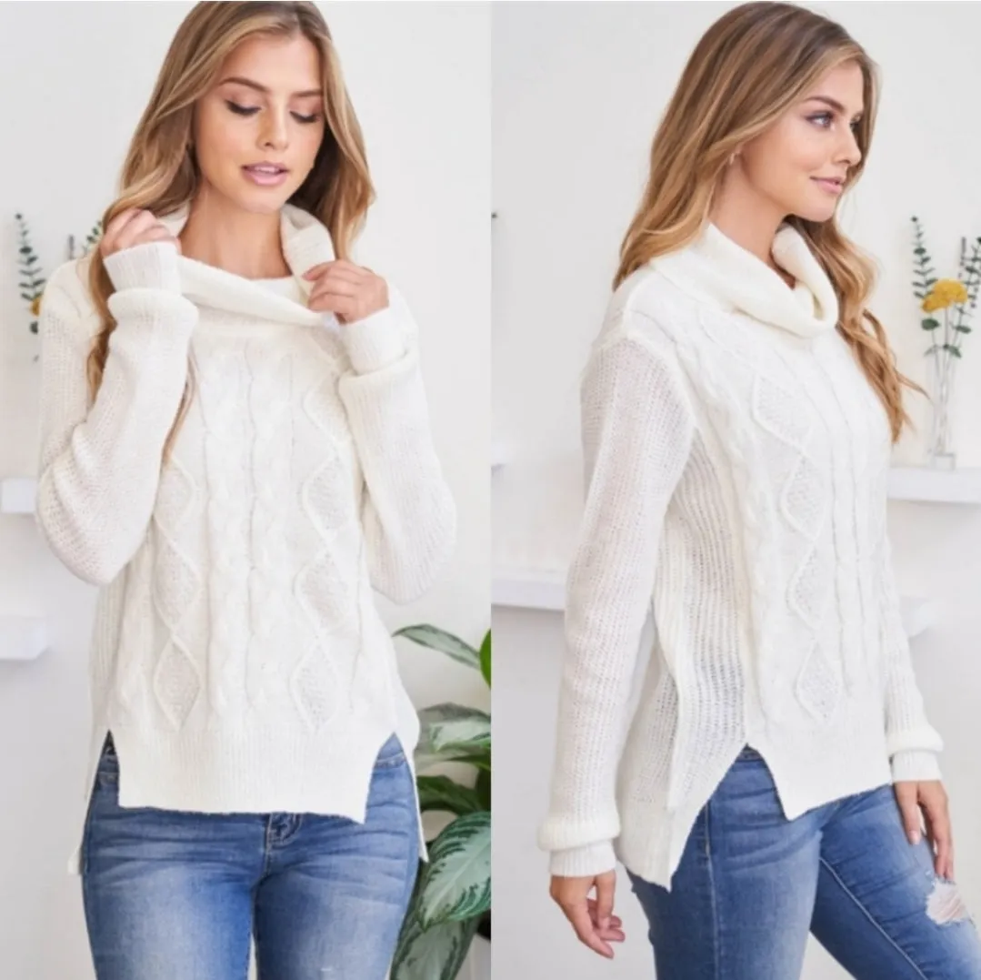 Cable Knit Turtleneck Sweater