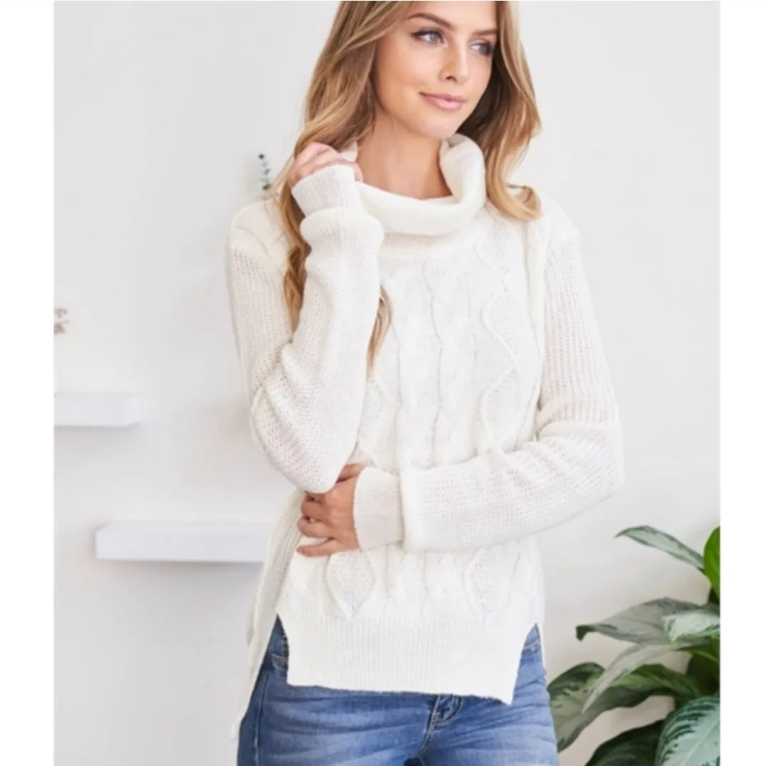 Cable Knit Turtleneck Sweater