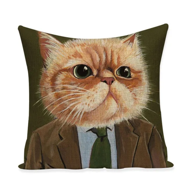 Cat Characters Cushion 45*45cm Linen Cushion Covers