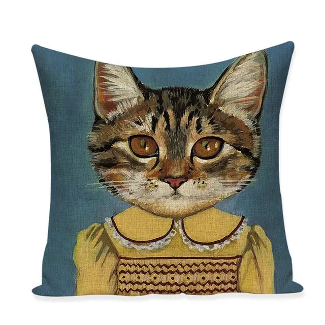 Cat Characters Cushion 45*45cm Linen Cushion Covers