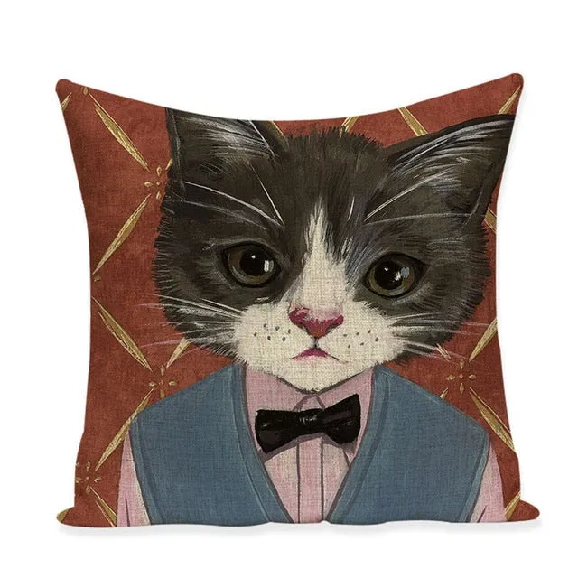 Cat Characters Cushion 45*45cm Linen Cushion Covers