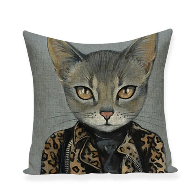 Cat Characters Cushion 45*45cm Linen Cushion Covers