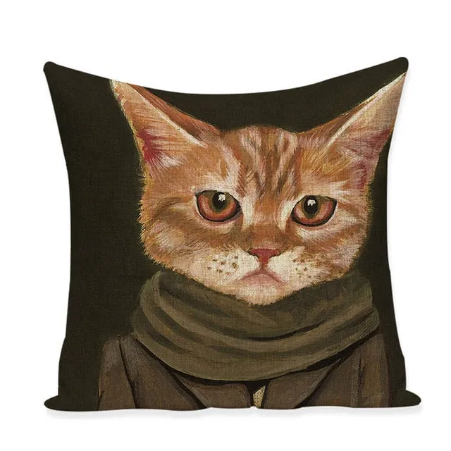 Cat Characters Cushion 45*45cm Linen Cushion Covers