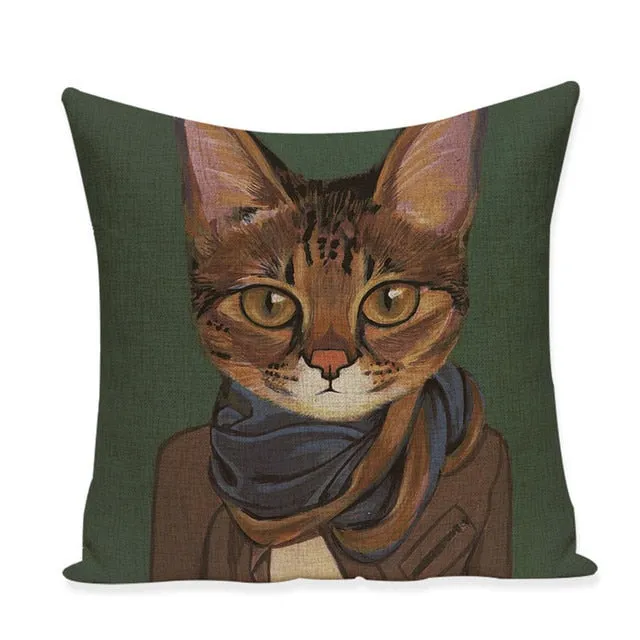 Cat Characters Cushion 45*45cm Linen Cushion Covers