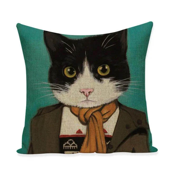 Cat Characters Cushion 45*45cm Linen Cushion Covers