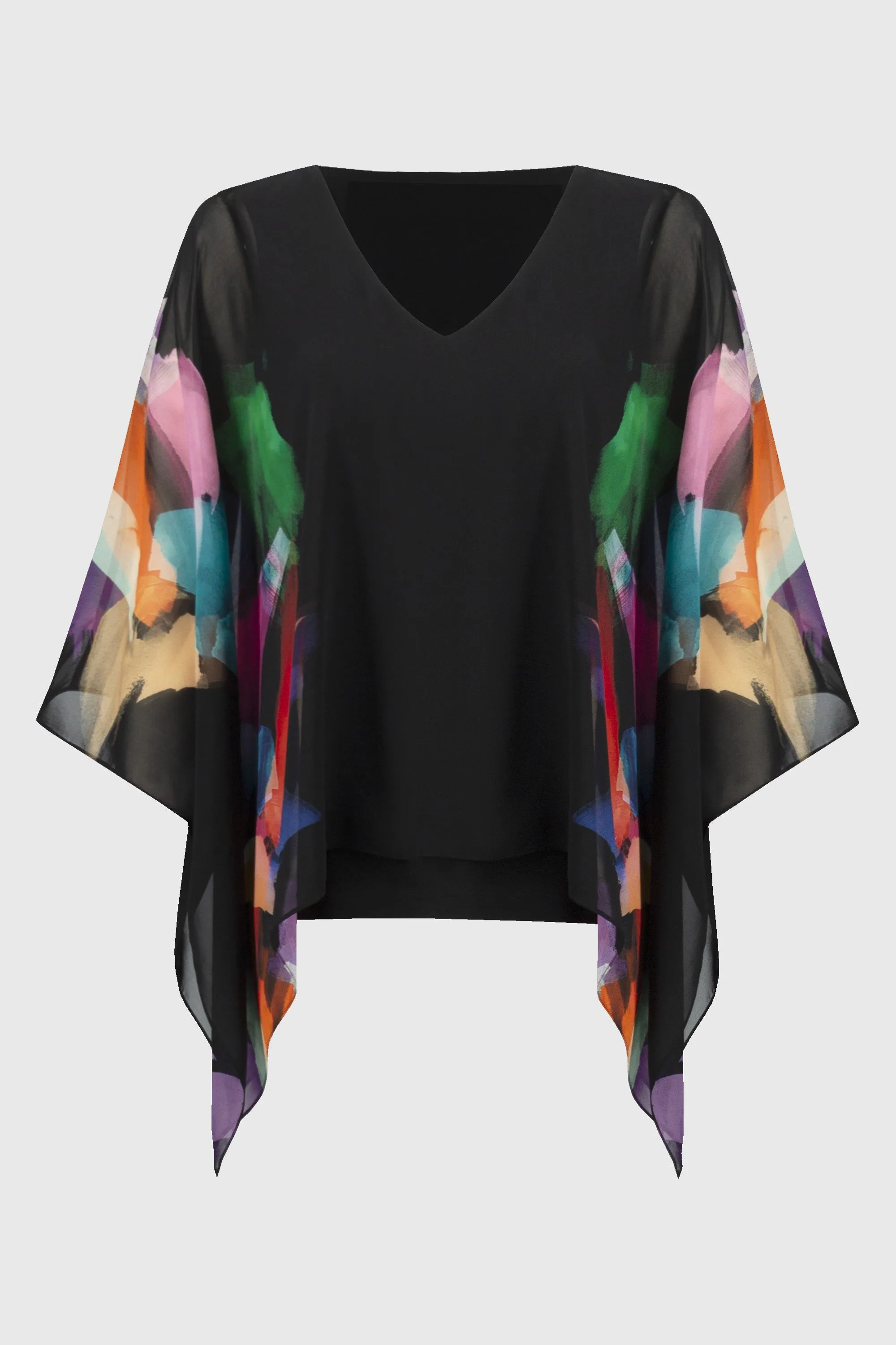 Chiffon Printed Poncho Top. Style JR244174