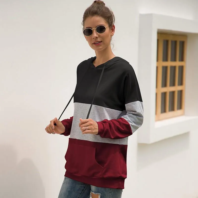 Colorblock Drawing Hoodie Tops