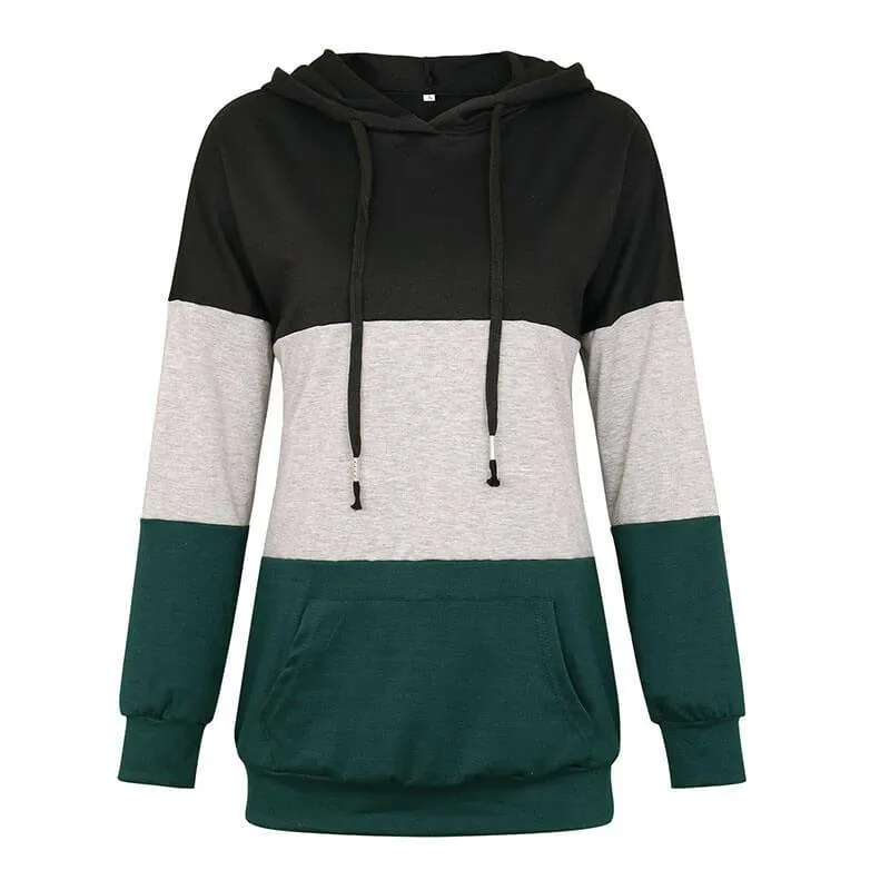 Colorblock Drawing Hoodie Tops