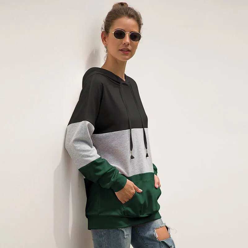 Colorblock Drawing Hoodie Tops