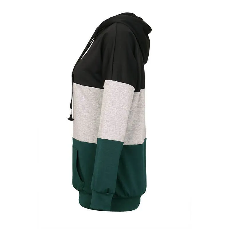 Colorblock Drawing Hoodie Tops