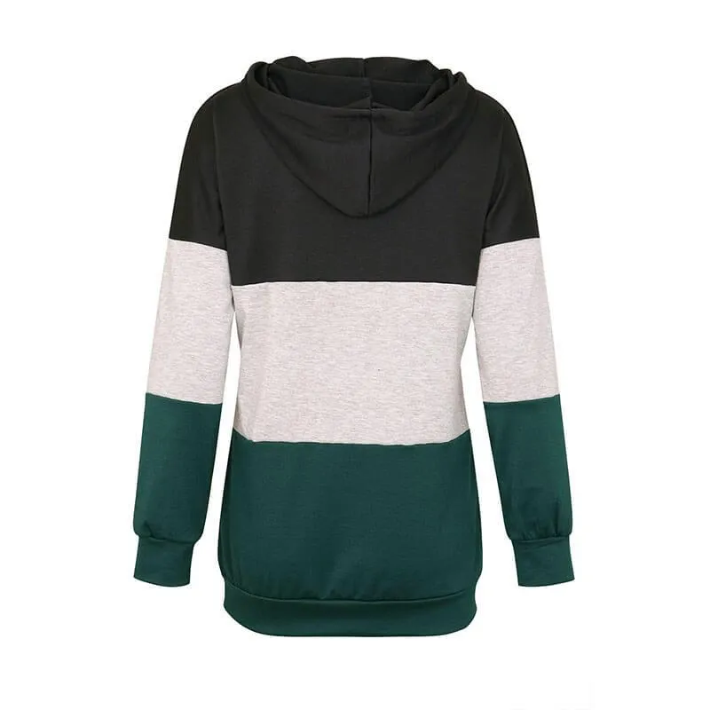 Colorblock Drawing Hoodie Tops