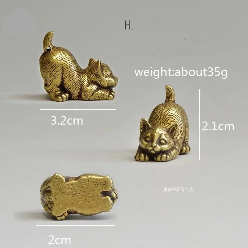 Copper Cats Figurines Tea Pets