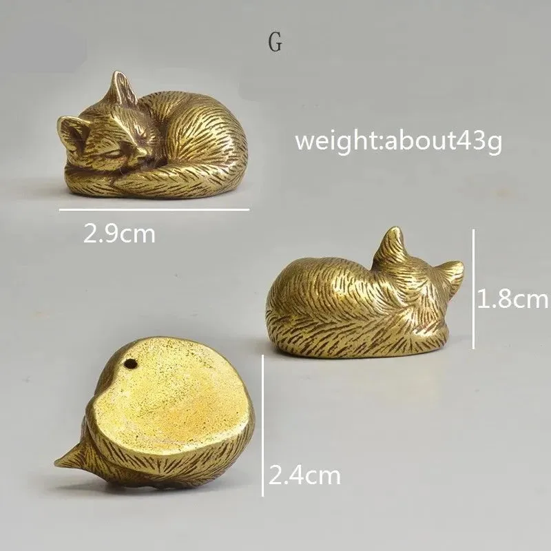 Copper Cats Figurines Tea Pets