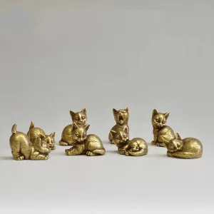 Copper Cats Figurines Tea Pets