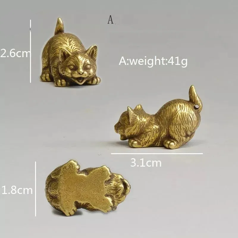 Copper Cats Figurines Tea Pets