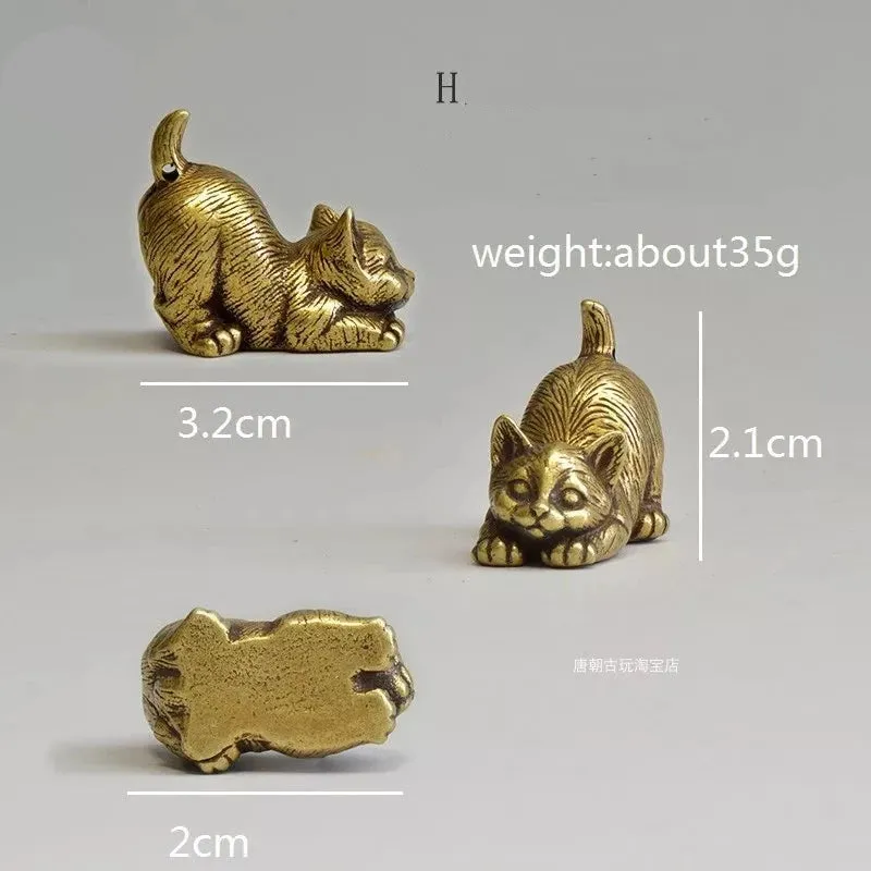 Copper Cats Figurines Tea Pets