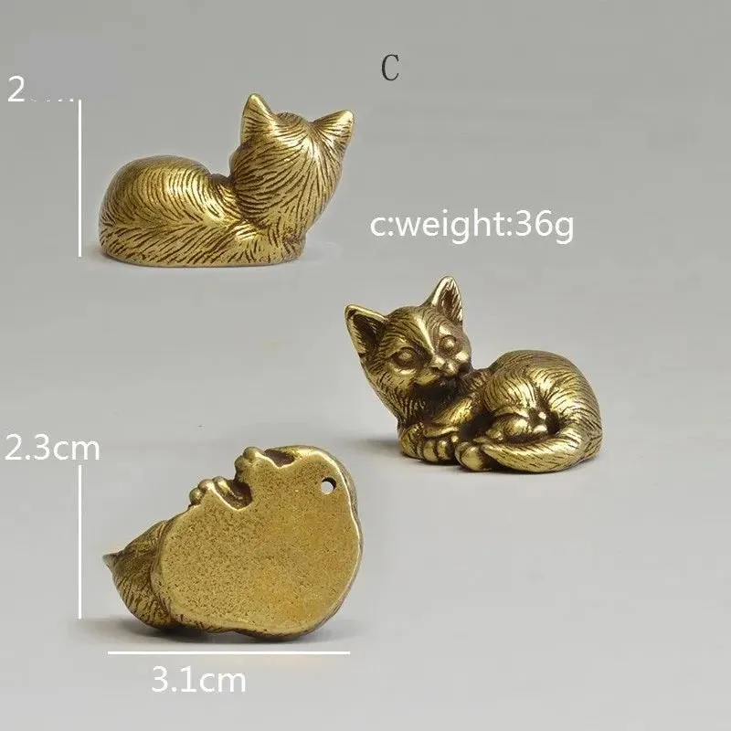 Copper Cats Figurines Tea Pets