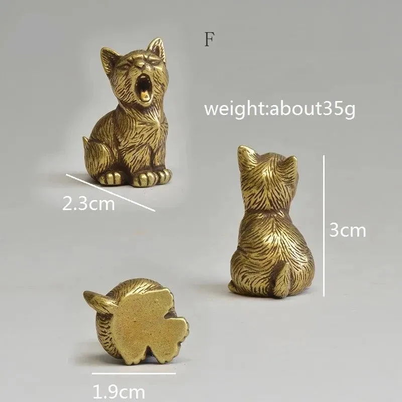 Copper Cats Figurines Tea Pets